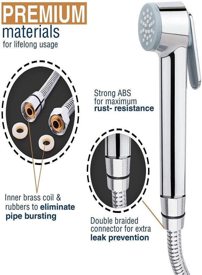 SPAZIO ABS Star Health Faucet with SS-304 Grade 1.5 Meter Flexible Tube & Hook, Chrome Finish - Image 2